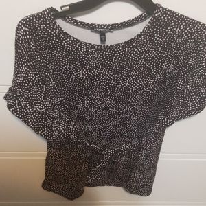 Express tie front speckled short sleeve shirt